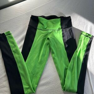 Lululemon Pants Womens 4 Black Green Colorblock High Rise Yoga Leggings